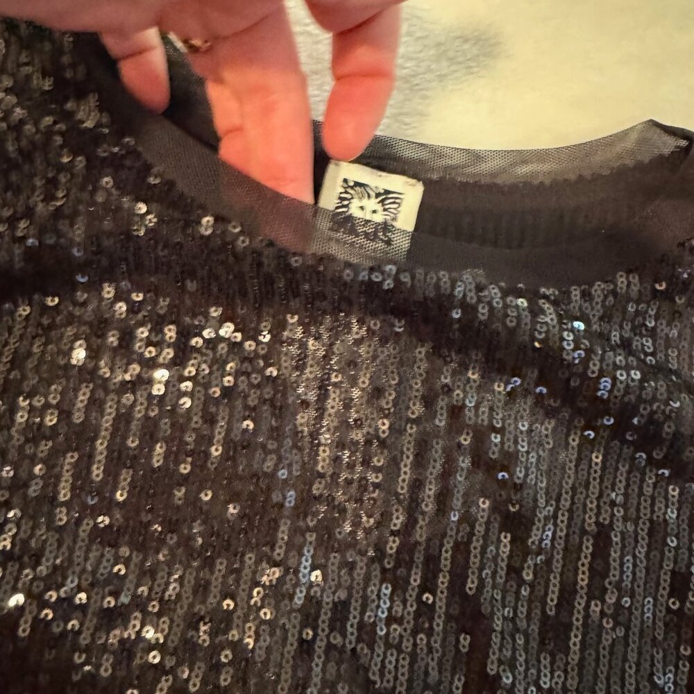 Anne Klein Woman Black Short Sleeve Sequin Top Size 1X - Picture 3 of 16